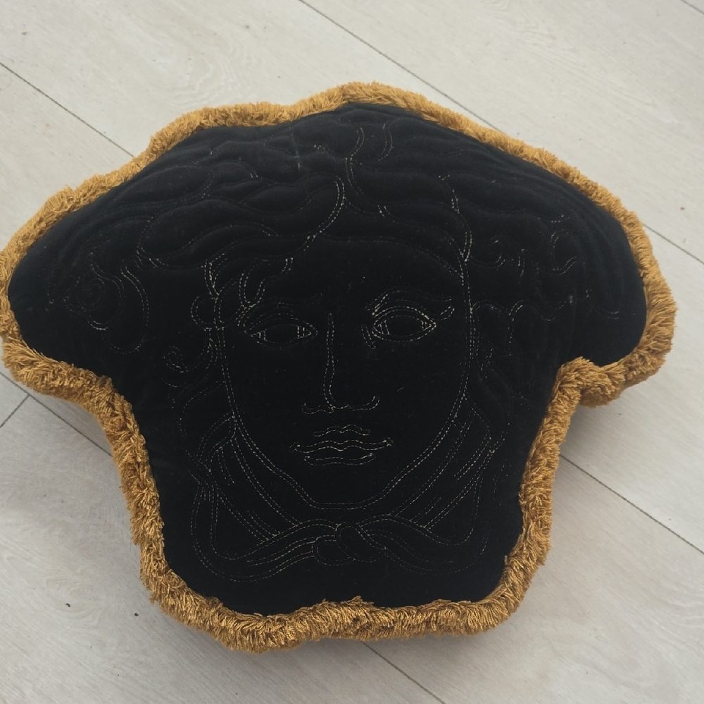 Black and Gold Medusa Pillow
